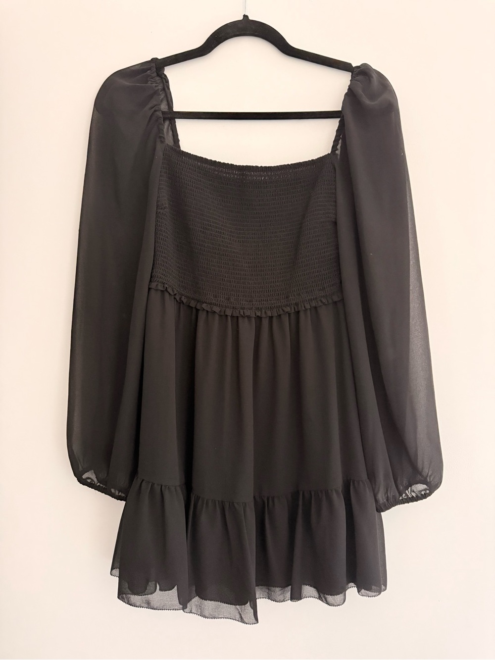 Aritzia - Wilfred Black Off-Shoulder Smocked Bodice Peasant Top